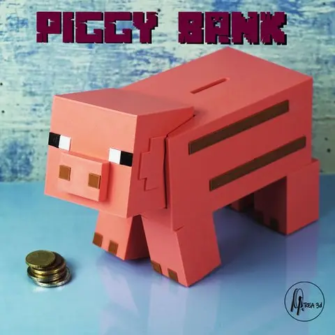 Hucha de cerdito de minecraft — modelo STL para imprimir en 3D