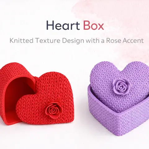 Caja corazón con textura de costura — modelo STL para imprimir en 3D