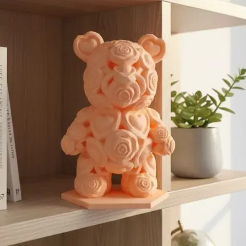 Osito Amoroso de Corazones y Flores — modelo STL para imprimir en 3D