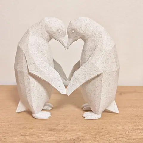 Pareja de pinguinos formando un corazón — modelo STL para imprimir en 3D